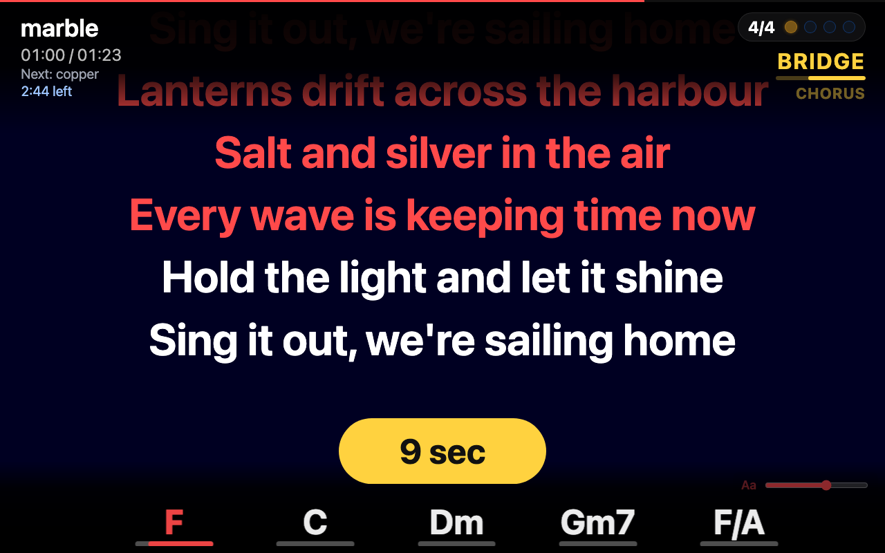 The wait pill counting down in an instrumental part